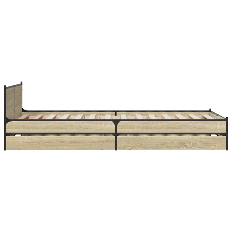 Cadru de pat cu sertare stejar sonoma 75x190 cm lemn prelucrat