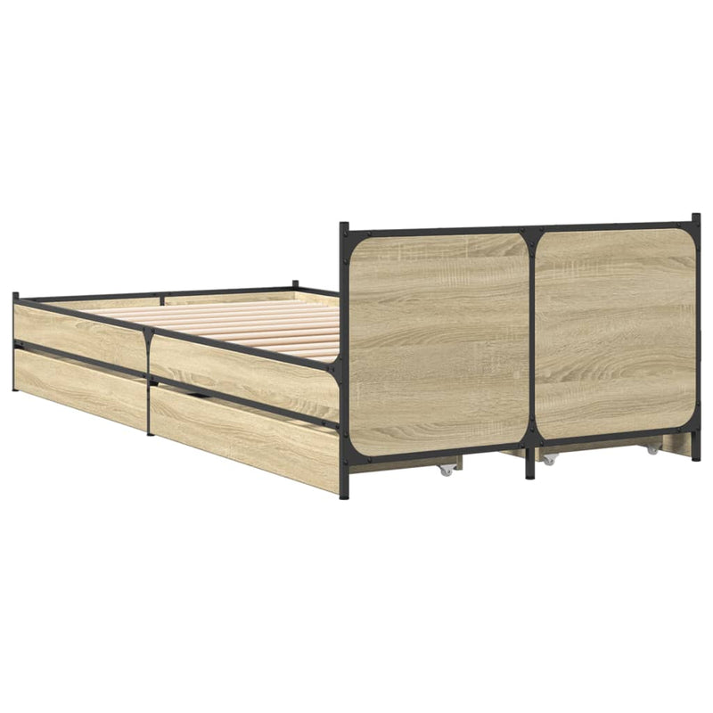 Cadru de pat cu sertare stejar sonoma 75x190 cm lemn prelucrat