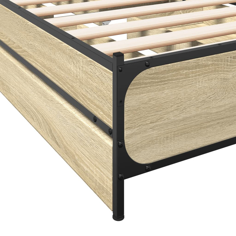 Cadru de pat cu sertare stejar sonoma 75x190 cm lemn prelucrat