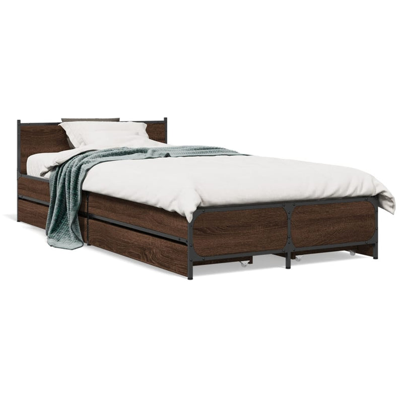 Cadru de pat cu sertare stejar maro 75x190 cm lemn prelucrat