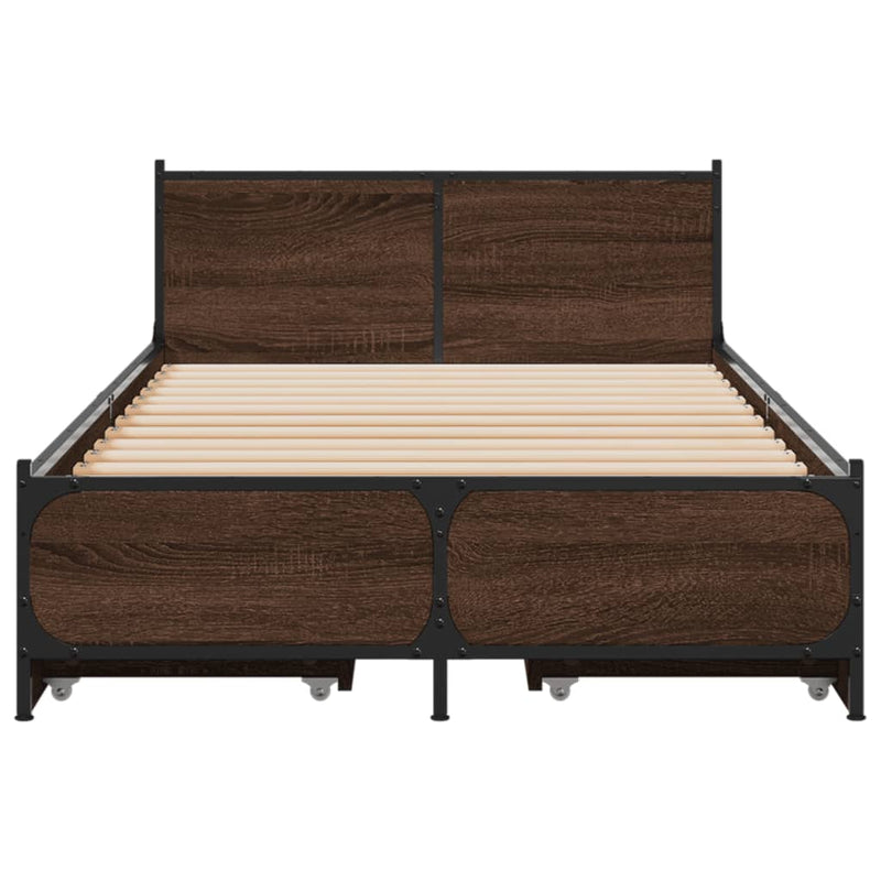 Cadru de pat cu sertare stejar maro 75x190 cm lemn prelucrat