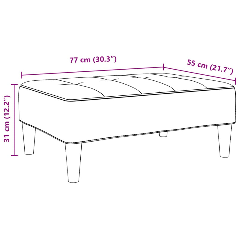 Taburet, negru, 77x55x31 cm, catifea