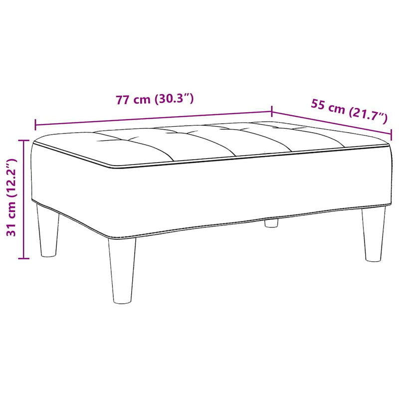 Taburet, galben, 77x55x31 cm, catifea