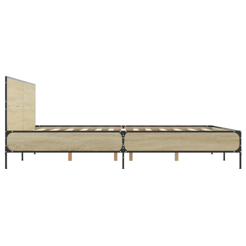 Cadru de pat, stejar sonoma, 120x200cm, lemn prelucrat și metal