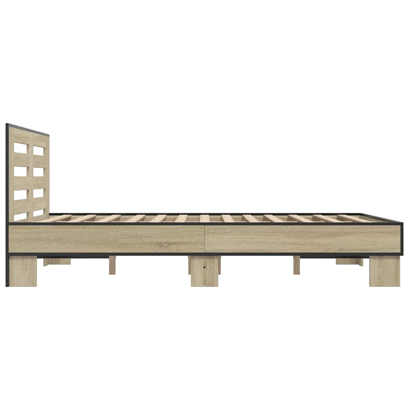 Cadru de pat, stejar sonoma, 140x190cm, lemn prelucrat și metal