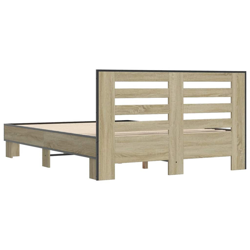 Cadru de pat, stejar sonoma, 140x190cm, lemn prelucrat și metal