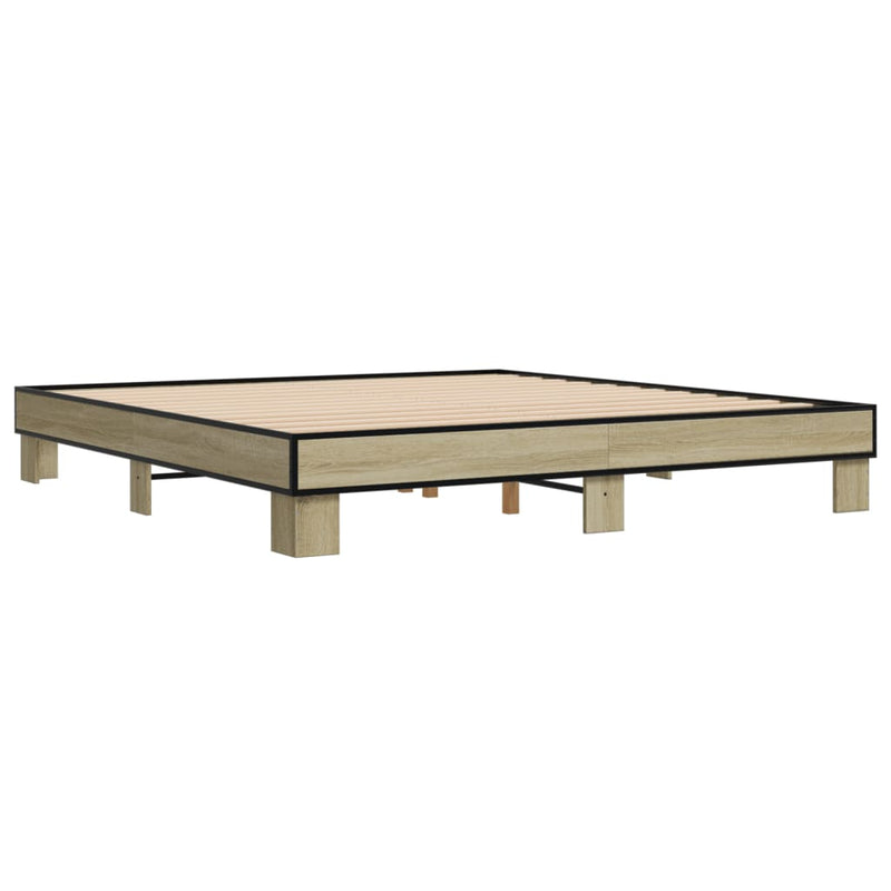 Cadru de pat, stejar sonoma, 160x200cm, lemn prelucrat și metal