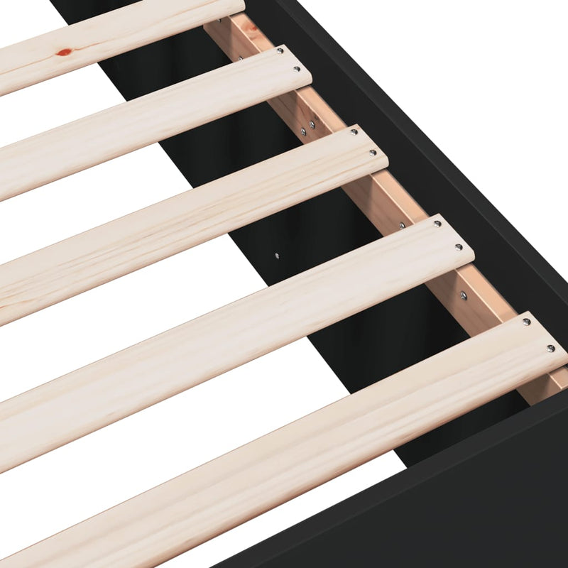 Cadru de pat, negru ,135x190 cm, lemn prelucrat