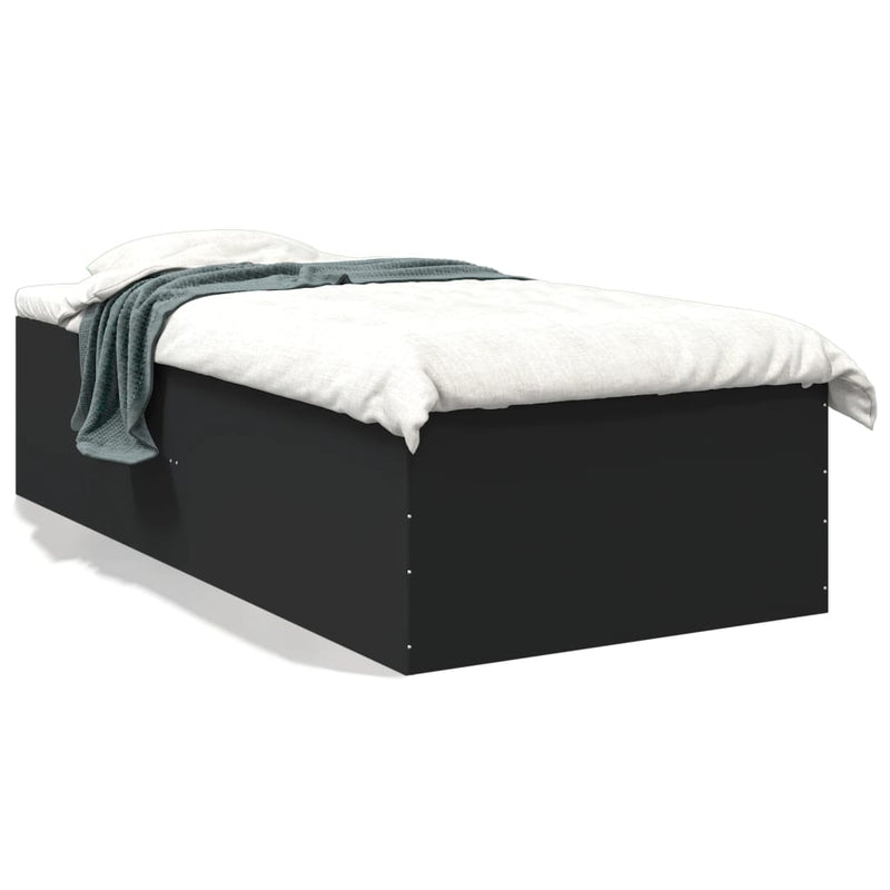 Cadru de pat, negru, 100x200 cm, lemn prelucrat