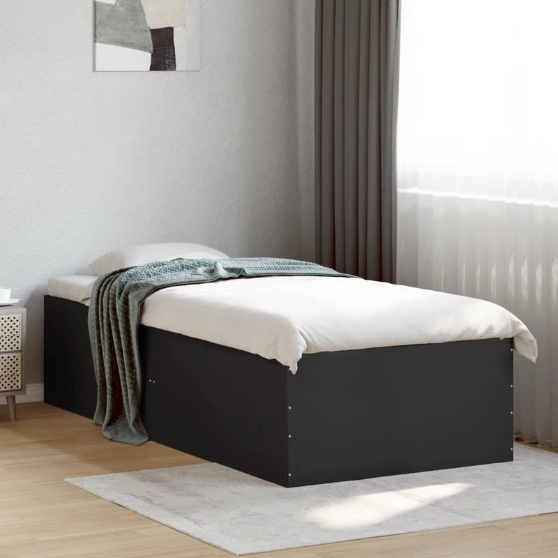 Cadru de pat, negru, 100x200 cm, lemn prelucrat