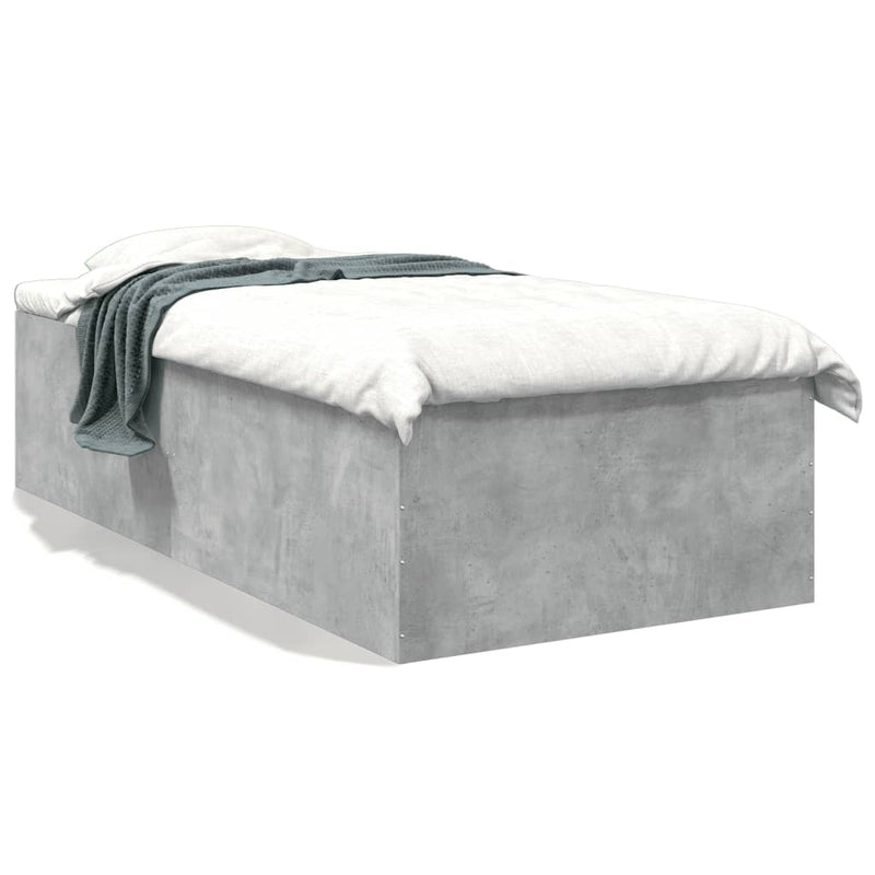 Cadru de pat, gri beton, 75x190 cm, lemn prelucrat