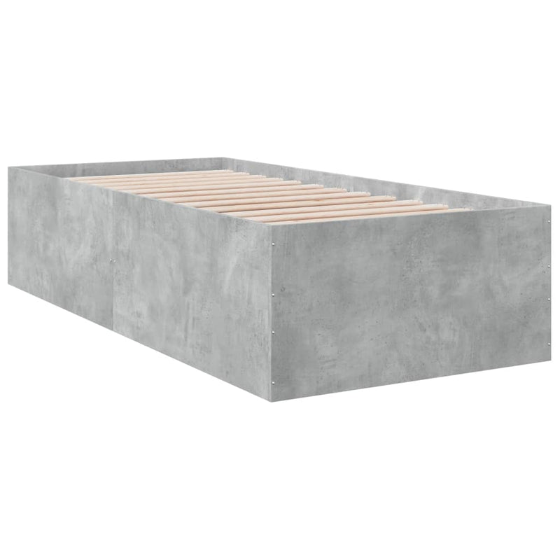 Cadru de pat, gri beton, 75x190 cm, lemn prelucrat