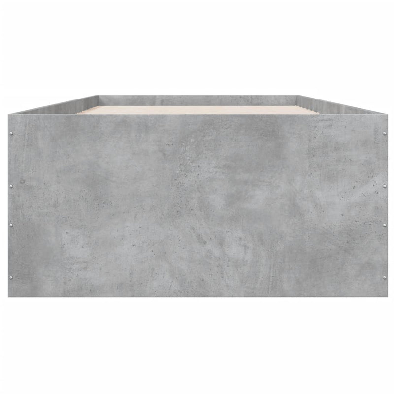 Cadru de pat, gri beton, 75x190 cm, lemn prelucrat