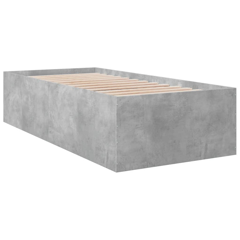Cadru de pat, gri beton, 75x190 cm, lemn prelucrat