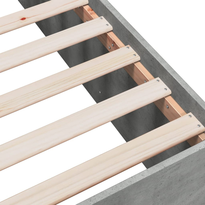 Cadru de pat, gri beton, 75x190 cm, lemn prelucrat