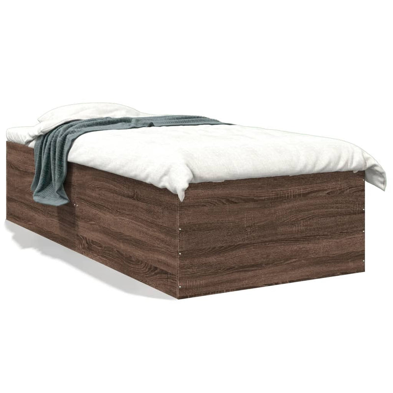 Cadru de pat, stejar maro, 75x190 cm, lemn prelucrat