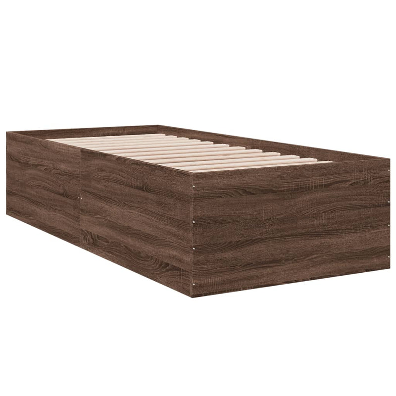 Cadru de pat, stejar maro, 75x190 cm, lemn prelucrat