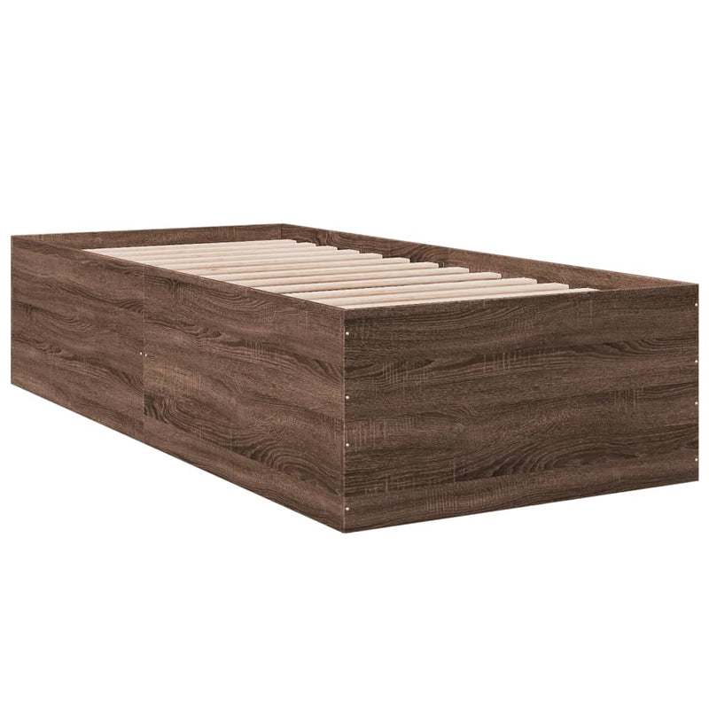 Cadru de pat, stejar maro, 75x190 cm, lemn prelucrat