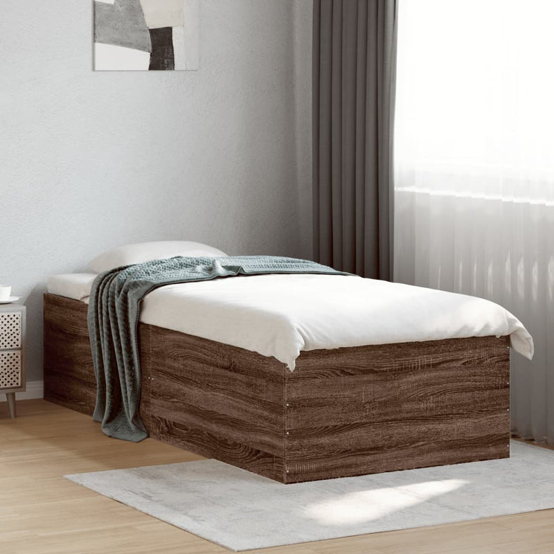 Cadru de pat, stejar maro, 75x190 cm, lemn prelucrat