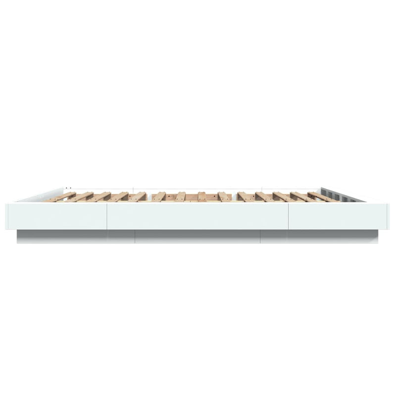 Cadru de pat cu lumini LED, alb, 160x200 cm, lemn prelucrat