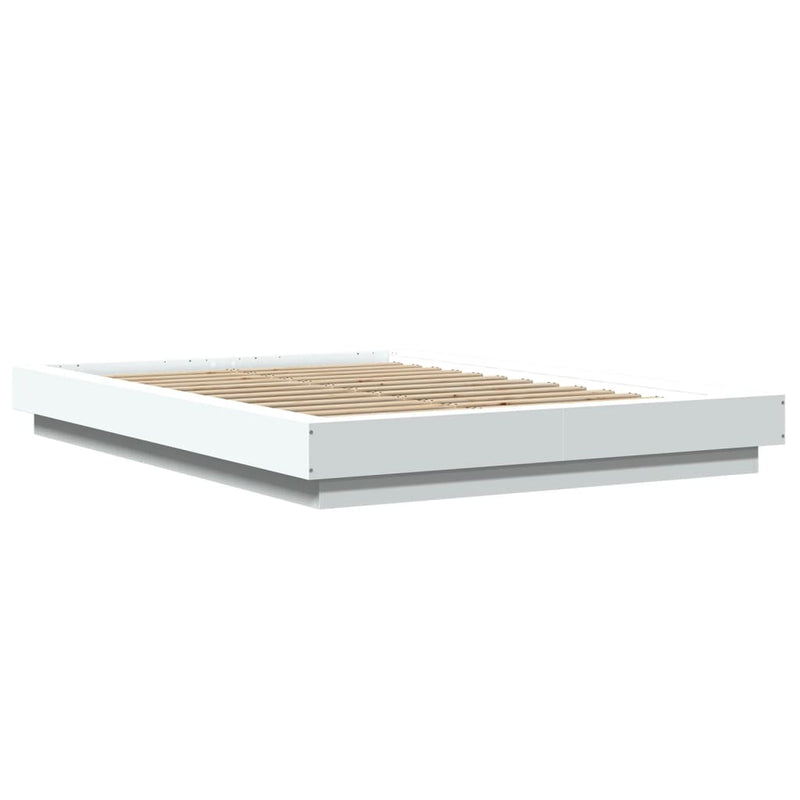 Cadru de pat cu lumini LED, alb, 120x200 cm, lemn prelucrat