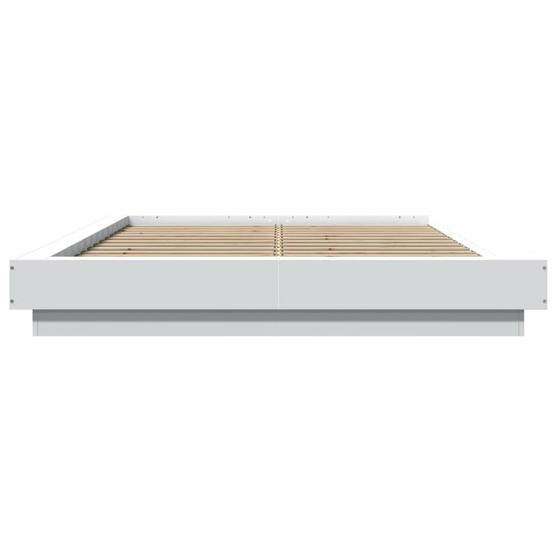 Cadru de pat cu lumini LED, alb, 120x200 cm, lemn prelucrat