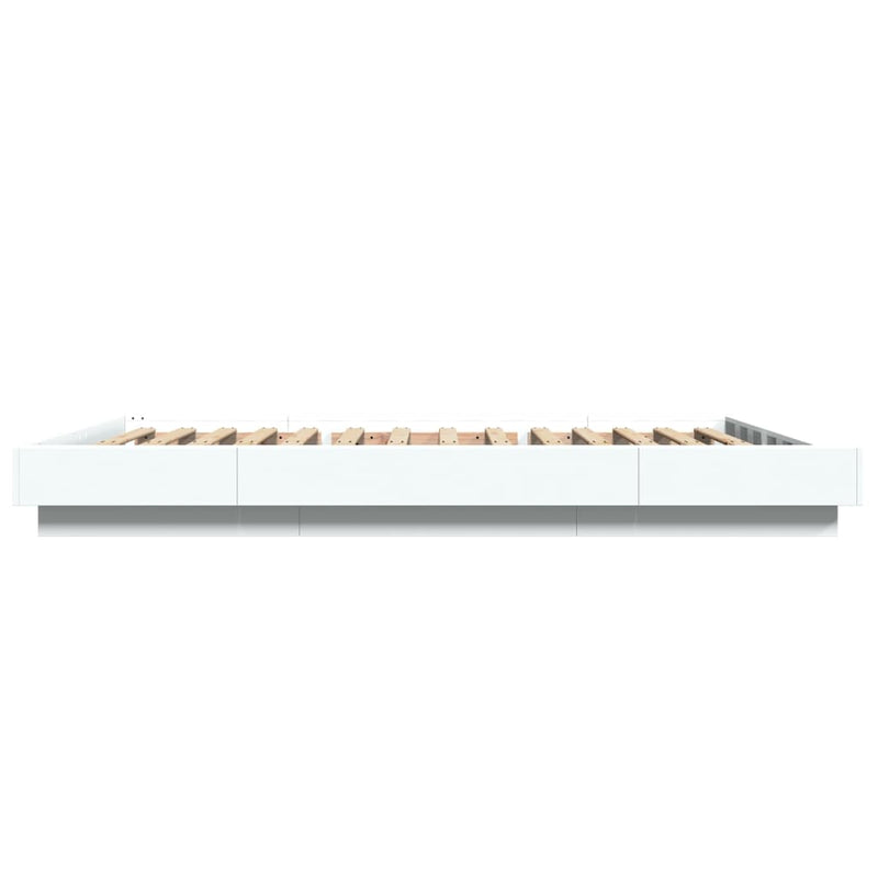 Cadru de pat cu lumini LED, alb, 120x200 cm, lemn prelucrat