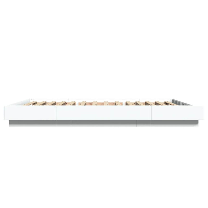 Cadru de pat cu lumini LED, alb, 120x190 cm, lemn prelucrat