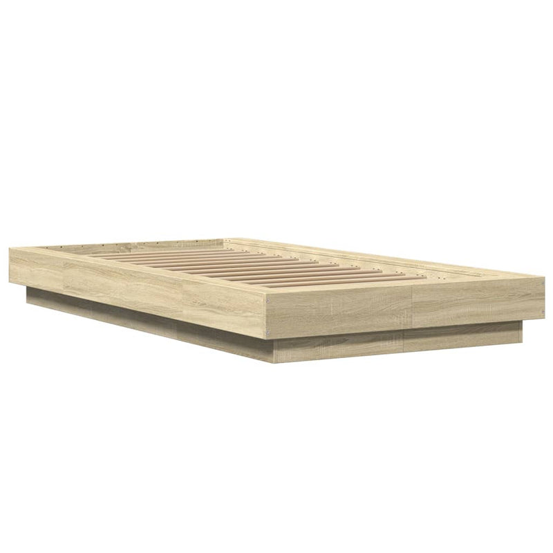 Cadru de pat cu LED, stejar sonoma, 90x190 cm, lemn prelucrat
