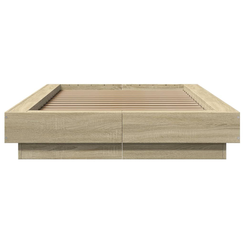 Cadru de pat cu LED, stejar sonoma, 90x190 cm, lemn prelucrat
