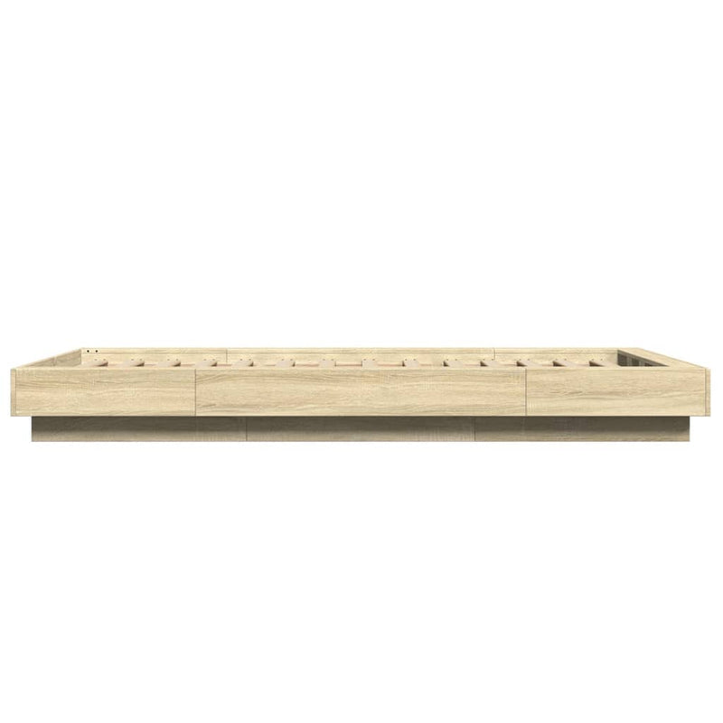 Cadru de pat cu LED, stejar sonoma, 90x190 cm, lemn prelucrat
