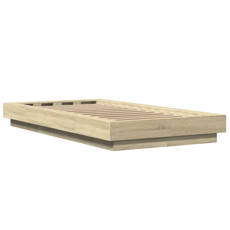 Cadru de pat cu LED, stejar sonoma, 90x190 cm, lemn prelucrat