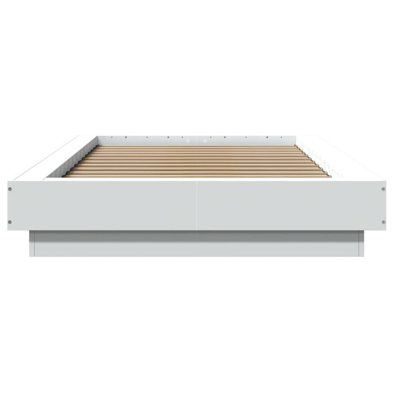 Cadru de pat cu LED, alb, 75x190 cm, lemn prelucrat