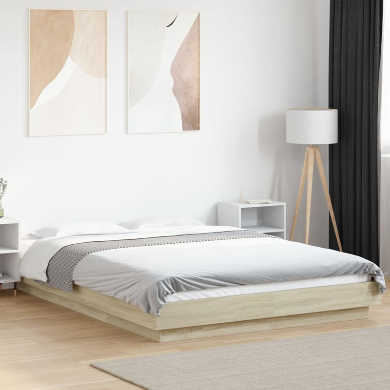 Cadru de pat, stejar sonoma, 140x200 cm, lemn prelucrat