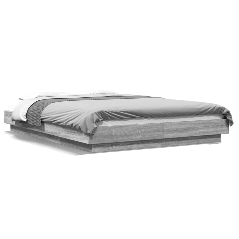 Cadru de pat, gri sonoma, 120x200 cm, lemn prelucrat