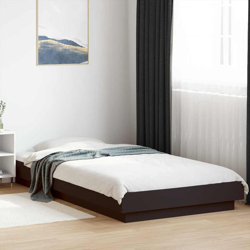 Cadru de pat, negru, 100x200 cm, lemn prelucrat
