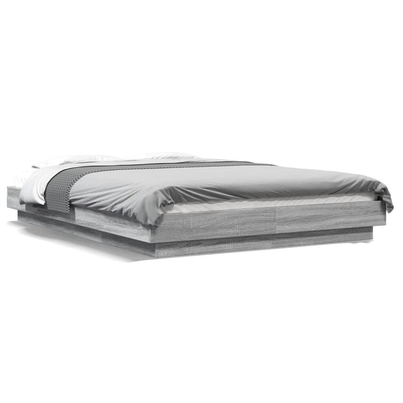 Cadru de pat, gri sonoma, 140x190 cm, lemn prelucrat