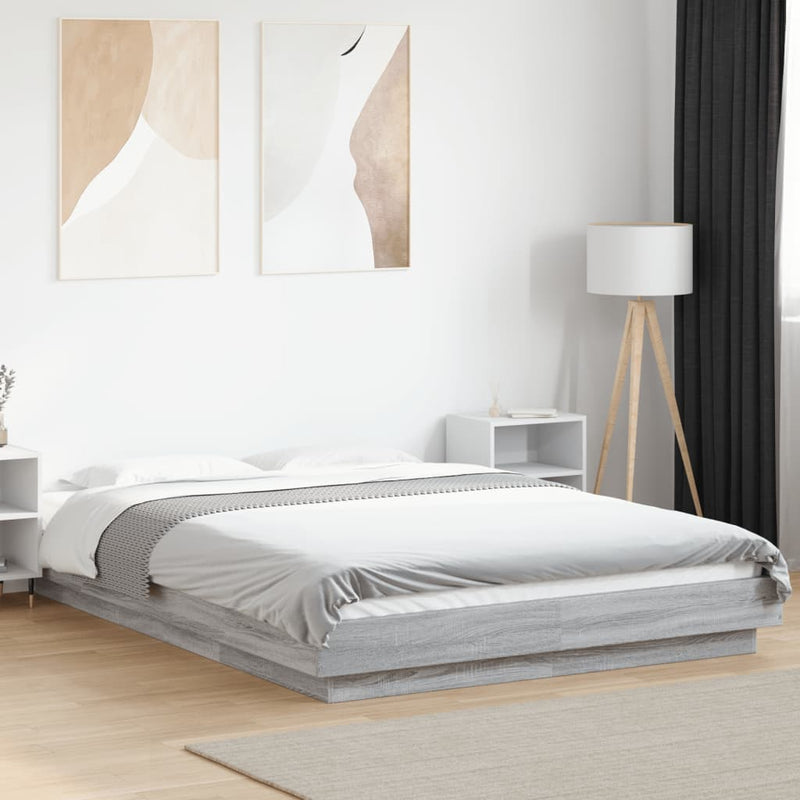 Cadru de pat, gri sonoma, 140x190 cm, lemn prelucrat