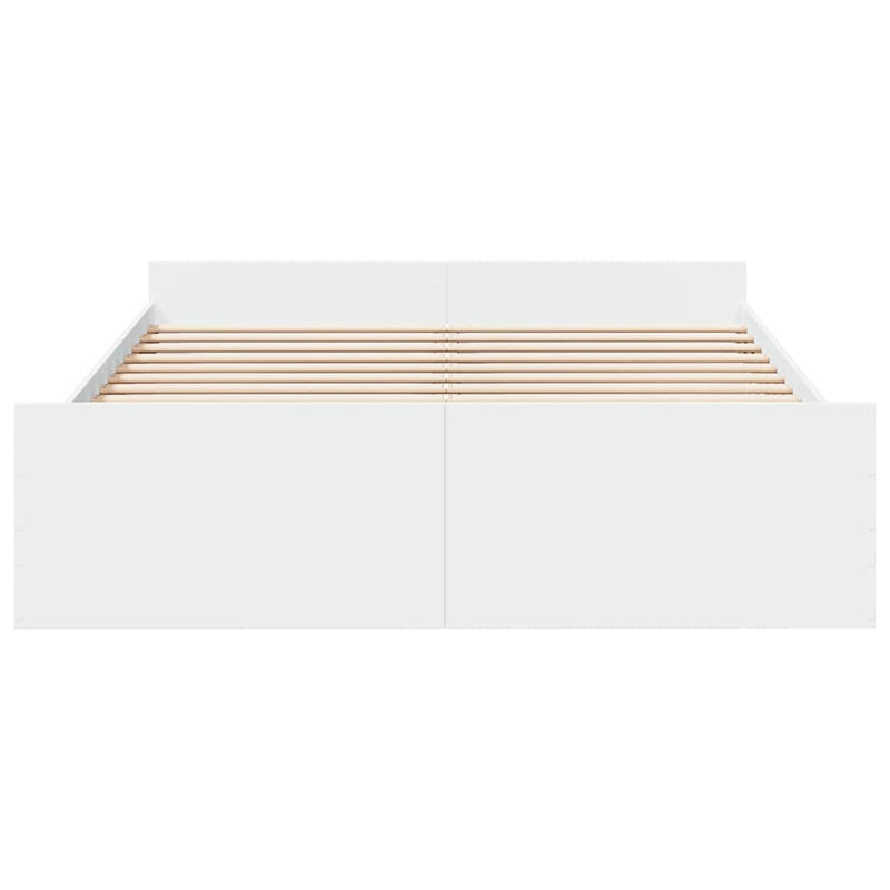 Cadru de pat cu sertare, alb, 160x200 cm, lemn prelucrat