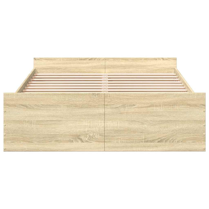 Cadru de pat cu sertare stejar sonoma 120x200 cm lemn prelucrat