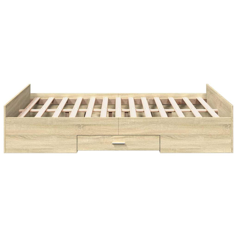 Cadru de pat cu sertare stejar sonoma 120x200 cm lemn prelucrat