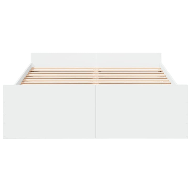 Cadru pat cu sertare alb extralucios 140x190 cm, lemn prelucrat