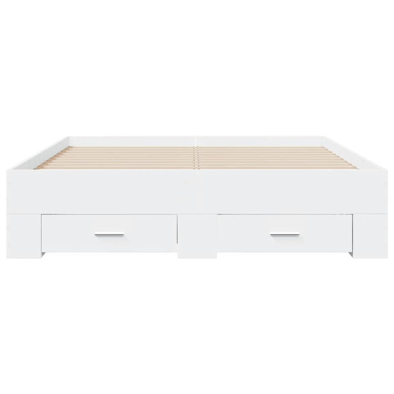 Cadru de pat cu sertare, alb, 120x200 cm, lemn prelucrat
