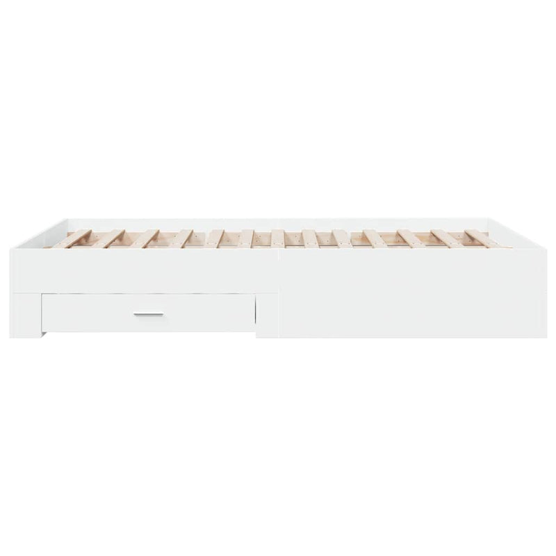 Cadru pat cu sertare alb extralucios 140x190 cm, lemn prelucrat