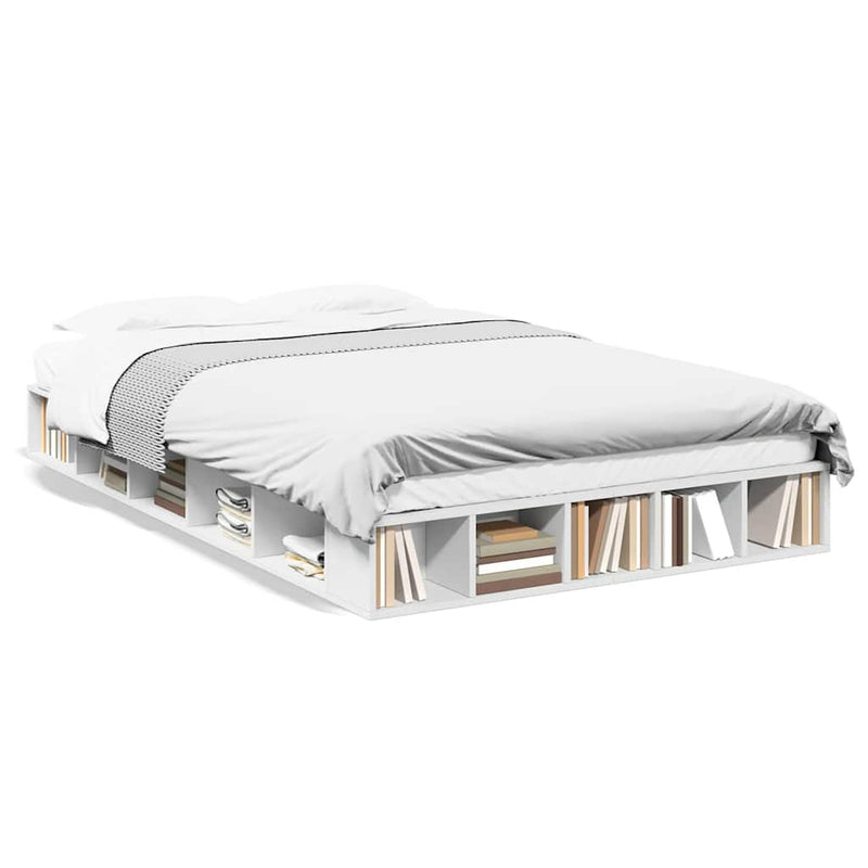 Cadru de pat, alb ,135x190 cm, lemn prelucrat