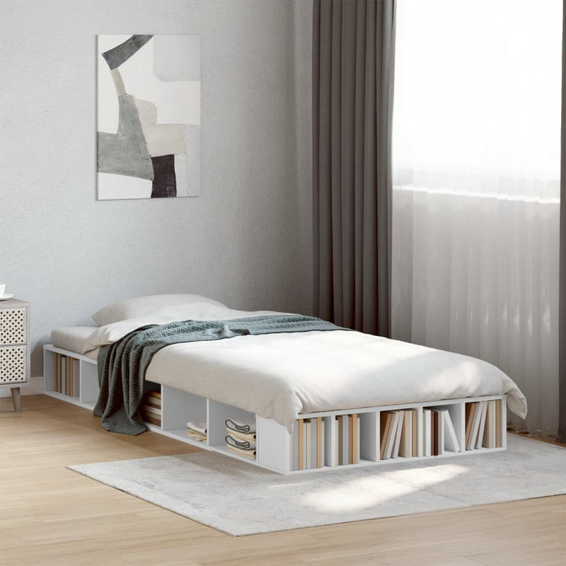 Cadru de pat, alb, 100x200 cm, lemn prelucrat