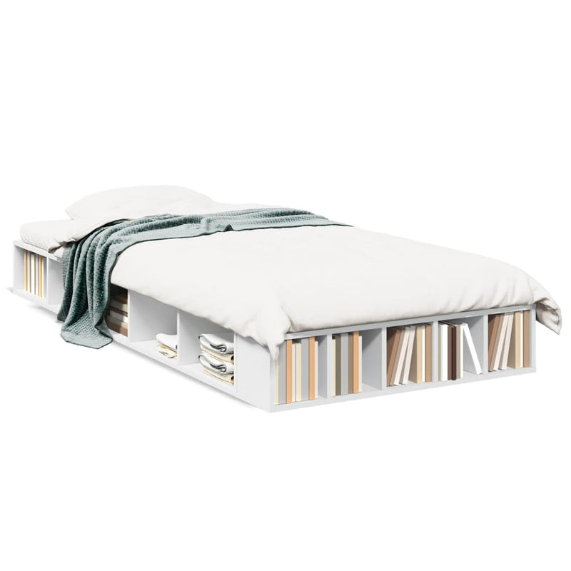 Cadru de pat, alb, 75x190 cm, lemn prelucrat