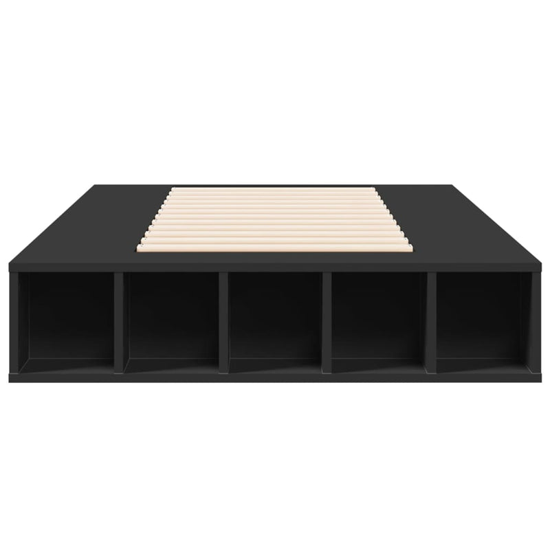 Cadru de pat, negru, 75x190 cm, lemn prelucrat