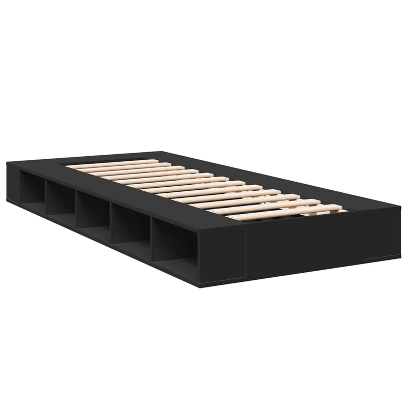 Cadru de pat, negru, 75x190 cm, lemn prelucrat