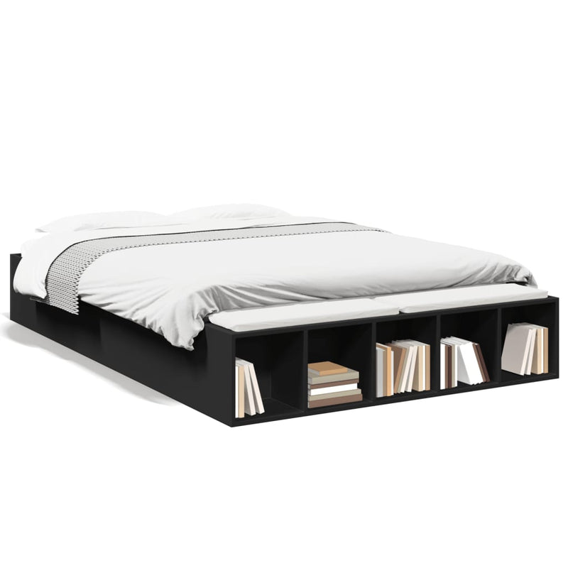 Cadru de pat, negru, 120x190 cm, lemn prelucrat